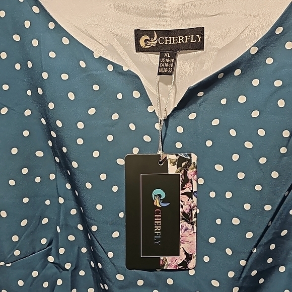 Cherfly Polkadot Ruffle Dress Size XL NWT - Picture 5 of 11